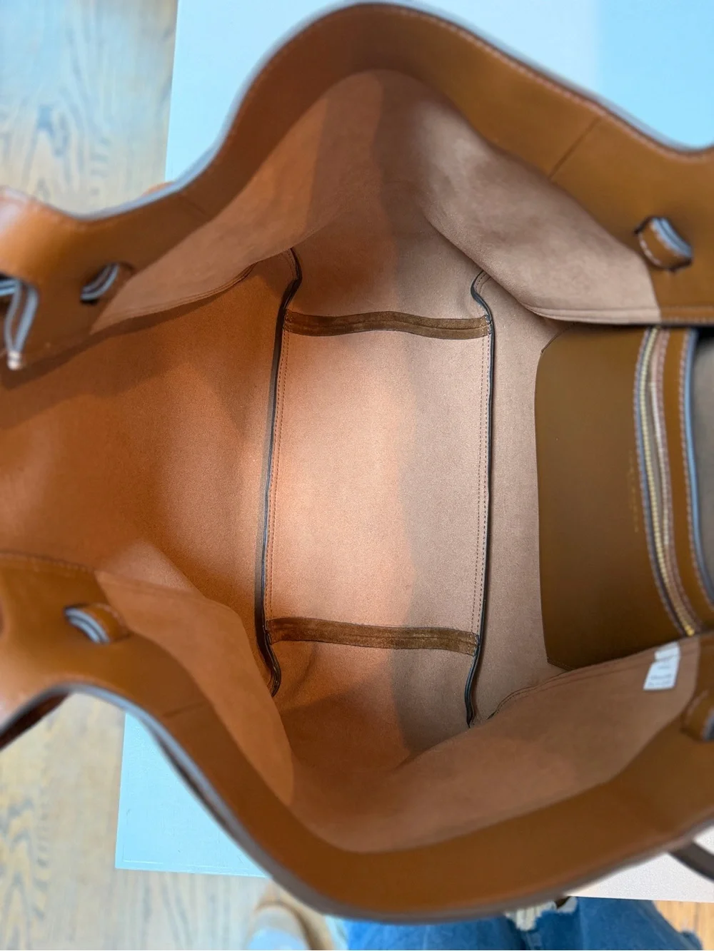 Tory Burch Romy Suede Tote in Caramel - Picture 5 of 5